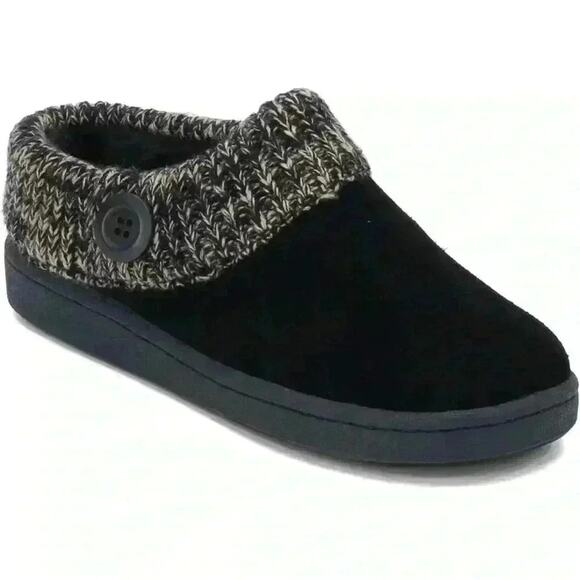 Clarks Women's Fairisle Scuff Leather Slipper Mules Sweater Cuff Clog Size 11 - Picture 1 of 6